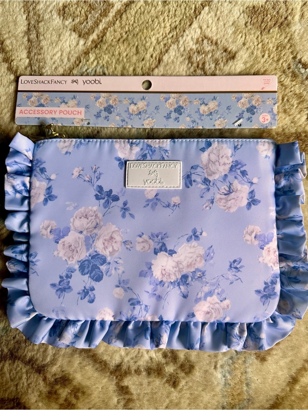 NWT LoveShackFancy Floral Ruffle Accessory Pouch